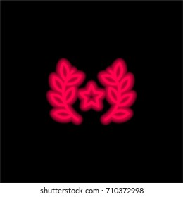 Award red glowing neon ui ux icon. Glowing sign logo vector