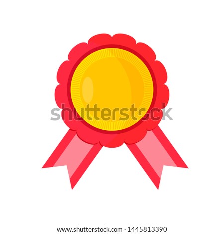 Award with red ribbons on a white background. Vector illustration