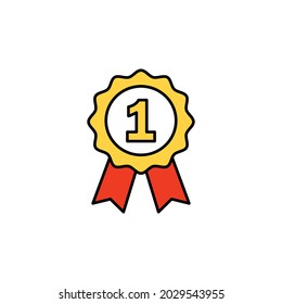 Cinta de premio con 1, un icono vector