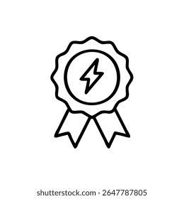 Award ribbon badge with lightning bolt symbol on background vector
