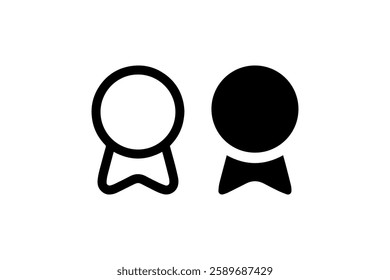 Award ribbon badge outline and solid icon Vector
