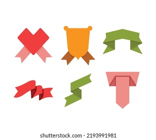 award ribbon banner and label set vector illustration