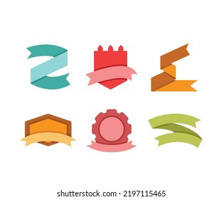 award ribbon banner and label set vector illustration