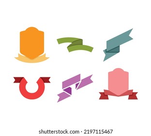 award ribbon banner and label set vector illustration