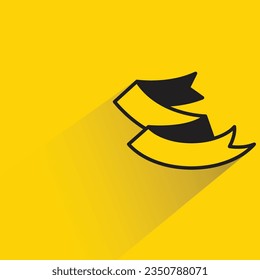 award ribbon banner with shadow on yellow background