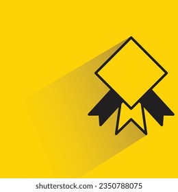 award ribbon banner with shadow on yellow background