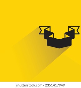 award ribbon banner with shadow on yellow background