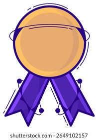 Award Ribbon Cartoon Illustration. Graduation Icon Concept Isolated