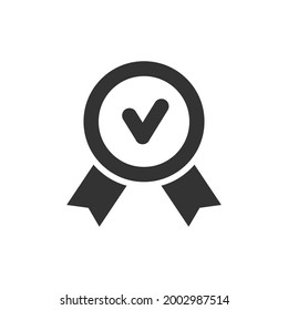 Award ribbon with check mark vector icon