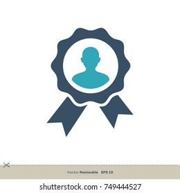 Award Ribbon Employee Rosette Vector Logo Template Illustration Design. Vector EPS 10.