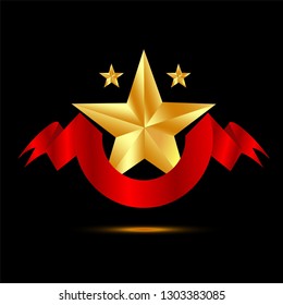 award ribbon with gold star vector 