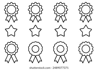 Award Ribbon Hand Drawing Line Art