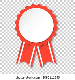 Award ribbon icon. Medal badge illustration on isolated transparent background. Ribbon business concept.