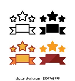 Award ribbon icon. With outline, glyph, filled outline and flat style