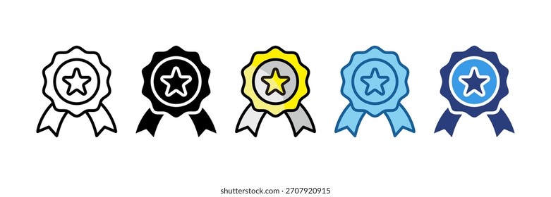 Award Ribbon Icon Set Multiple Style Collection