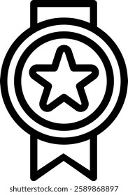 Award Ribbon Icon with Star. Symbolizing Achievement, Recognition, and Excellence