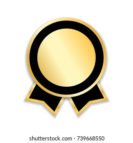 Award ribbon isolated. Gold design medal, label, badge, certificate. Symbol best sale, price, quality, guarantee or success, achievement. Golden ribbon award decoration Vector illustration