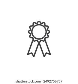 Award Ribbon line icon. linear style sign for mobile concept and web design. Badge ribbon outline vector icon. Symbol, logo illustration. Vector graphics
