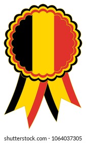 Award Ribbon in the national colors Black, Gold and Red of Belgium useable as Emblem or Banner for presentation ceremony and celebrations on a isolated white background as vector