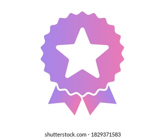 Award ribbon rosette vector medal icon, certified star emblem badge winner symbol, best premium quality sign, guarantee achievement pictogram