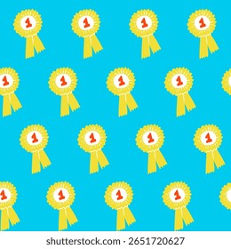 Padrão sem costura da faixa de opções do prêmio. Conquista, prêmio, 1º lugar, vencedor, histórico número um. Sucesso.