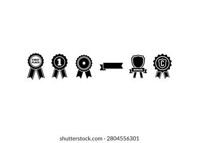 Award Ribbon Silhouette Vector Collection Set