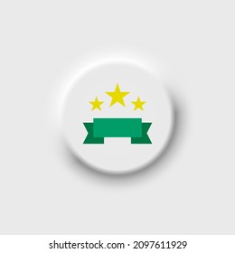 Award ribbon with stars color icon. Victory achievement sign, quality mark. Neomorphism button. Success symbol. Flat isolated template for illustration, logo, app, design, web, dev, ui. Vector EPS 10