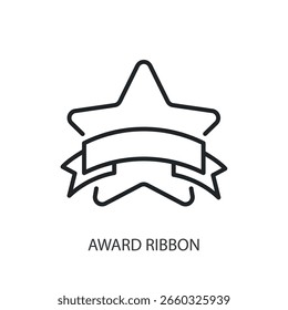 Award ribbon thin line vector icons.