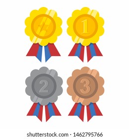 Award ribbon vector design, collection of colored ribbons.
