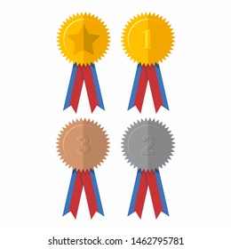 Award ribbon vector design, collection of colored ribbons.