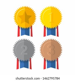 Award ribbon vector design, collection of colored ribbons.