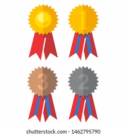 Award ribbon vector design, collection of colored ribbons.