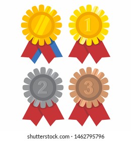 Award ribbon vector design, collection of colored ribbons.