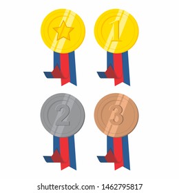 Award ribbon vector design, collection of colored ribbons.