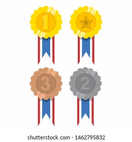 Award ribbon vector design, collection of colored ribbons.