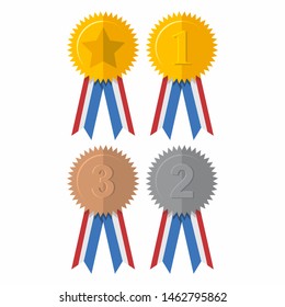 Award ribbon vector design, collection of colored ribbons.