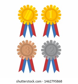 Award ribbon vector design, collection of colored ribbons.
