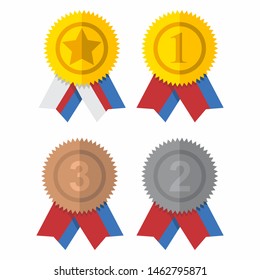 Award ribbon vector design, collection of colored ribbons.