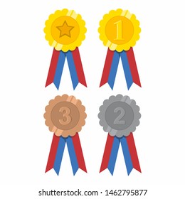 Award ribbon vector design, collection of colored ribbons.