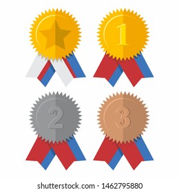 Award ribbon vector design, collection of colored ribbons.