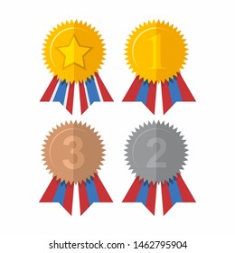 Award ribbon vector design, collection of colored ribbons.
