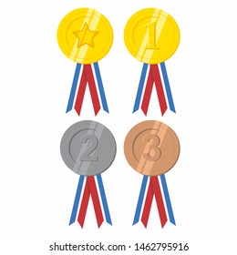 Award ribbon vector design, collection of colored ribbons.