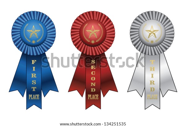 Award Ribbons Illustration Blue Ribbon First Stock Vector (Royalty Free