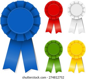 Award Ribbons - Set of award ribbons in five different colors. Colors are just a few global swatches, so file can be recolored easily. Each element is grouped separately for easy editing.