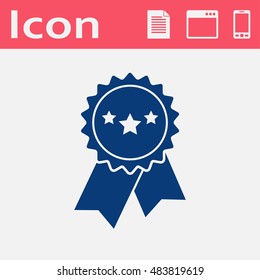 Award with ribbons and stars icon. Vector illustration