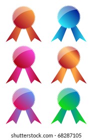 Award ribbons vector illustration. Each element is grouped for easy editing.