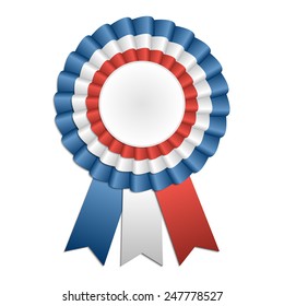 Award Rosette With Ribbon In French Flag's Colors