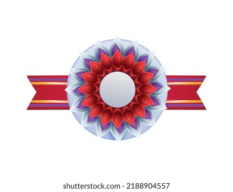 Rosette de premio con cinta sobre fondo blanco ilustración vectorial realista