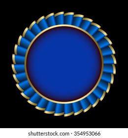 Award Rosette with Ribbon. Vector badge