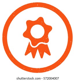 Award Seal grainy textured icon inside circle for overlay watermark stamps. Flat symbol with scratched texture.